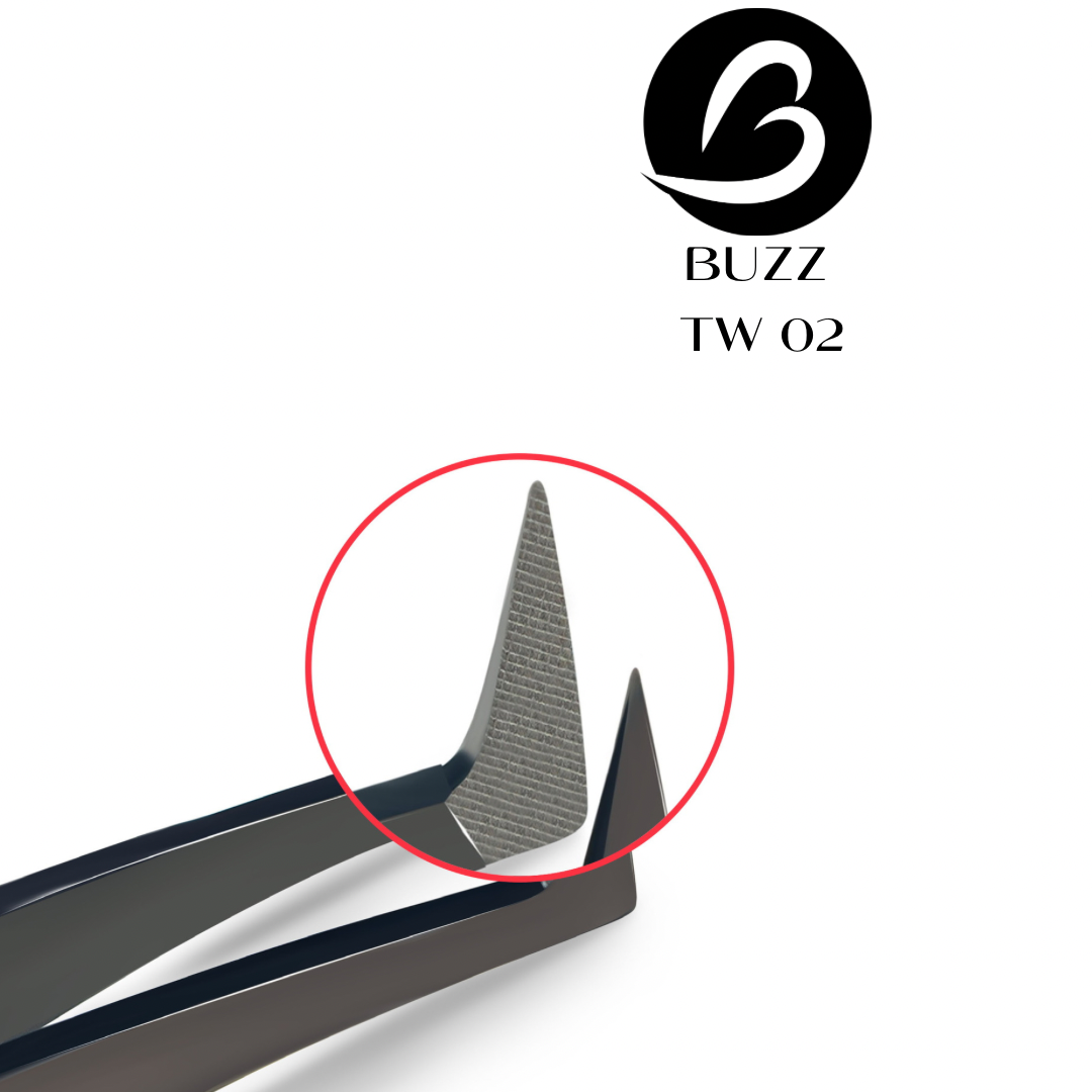 BUZZ TW-02 TWEEZERS FIBER TIP EYELASH EXTENSIONS